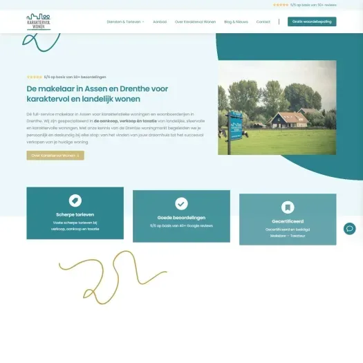 Screenshot van de website van www.karaktervol-wonen.nl