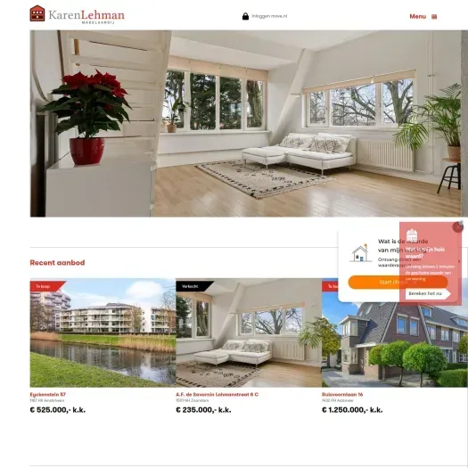 Screenshot van de website van www.karenlehman.nl
