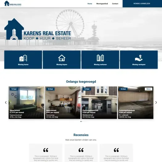 Screenshot van de website van www.karensrealestate.nl