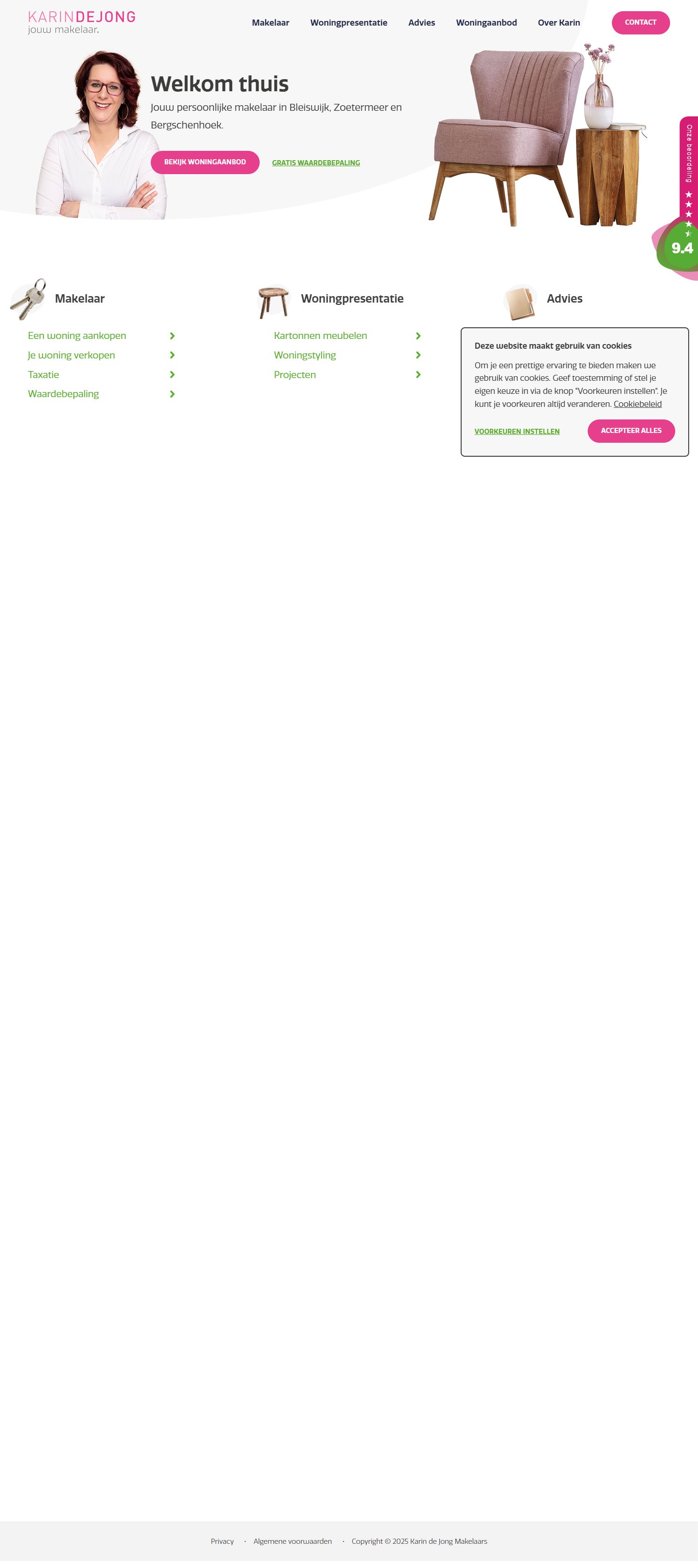 Capture d'écran du site web de www.karindejongmakelaars.nl