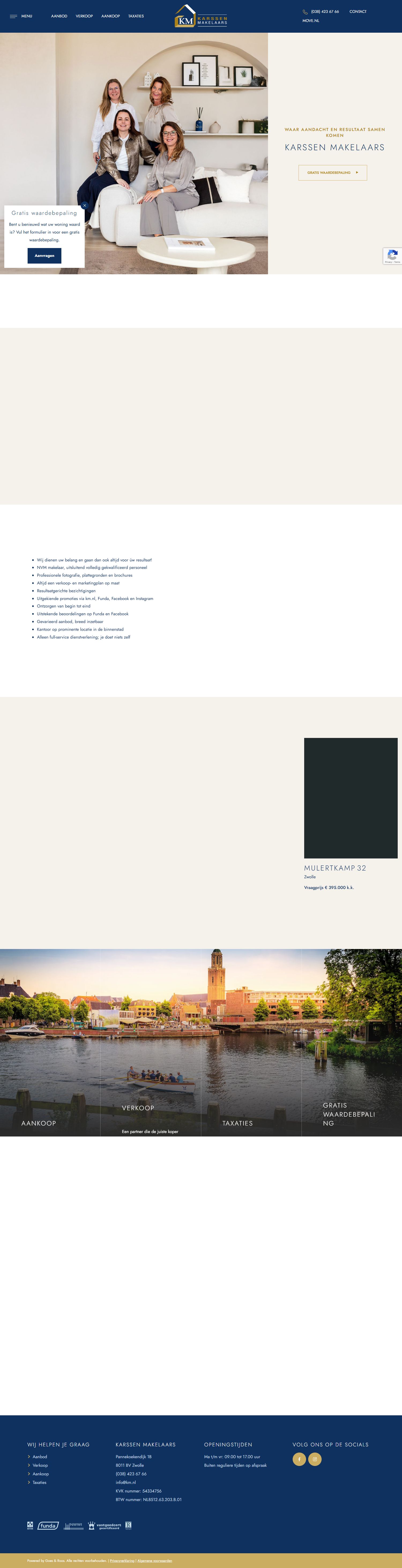 Screenshot of the website of www.km.nl