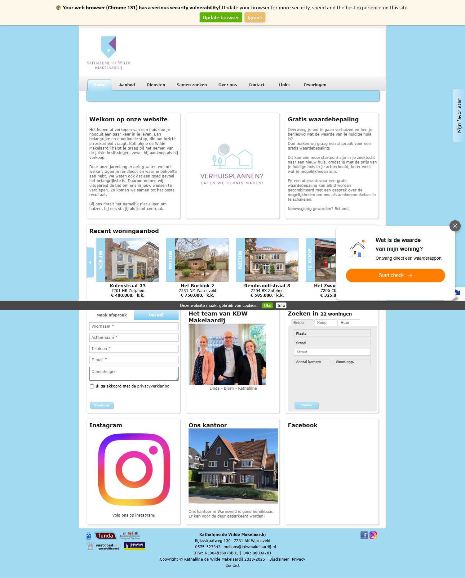Screenshot der Website von www.kdwmakelaardij.nl
