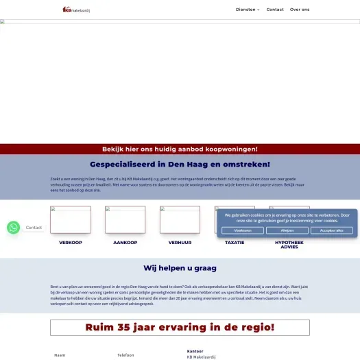 Screenshot der Website von www.kbmakelaardij.nl
