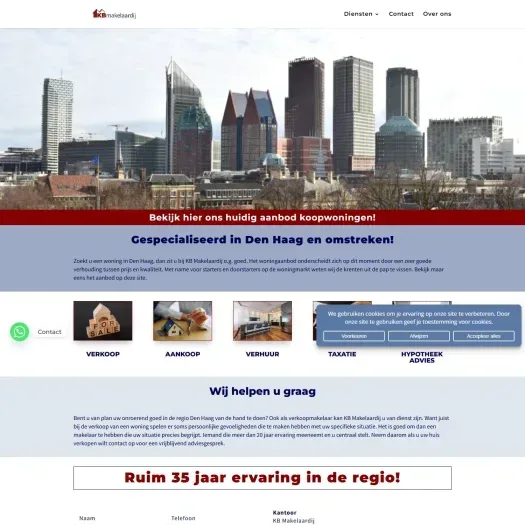 Screenshot of the website of www.kbmakelaardij.nl