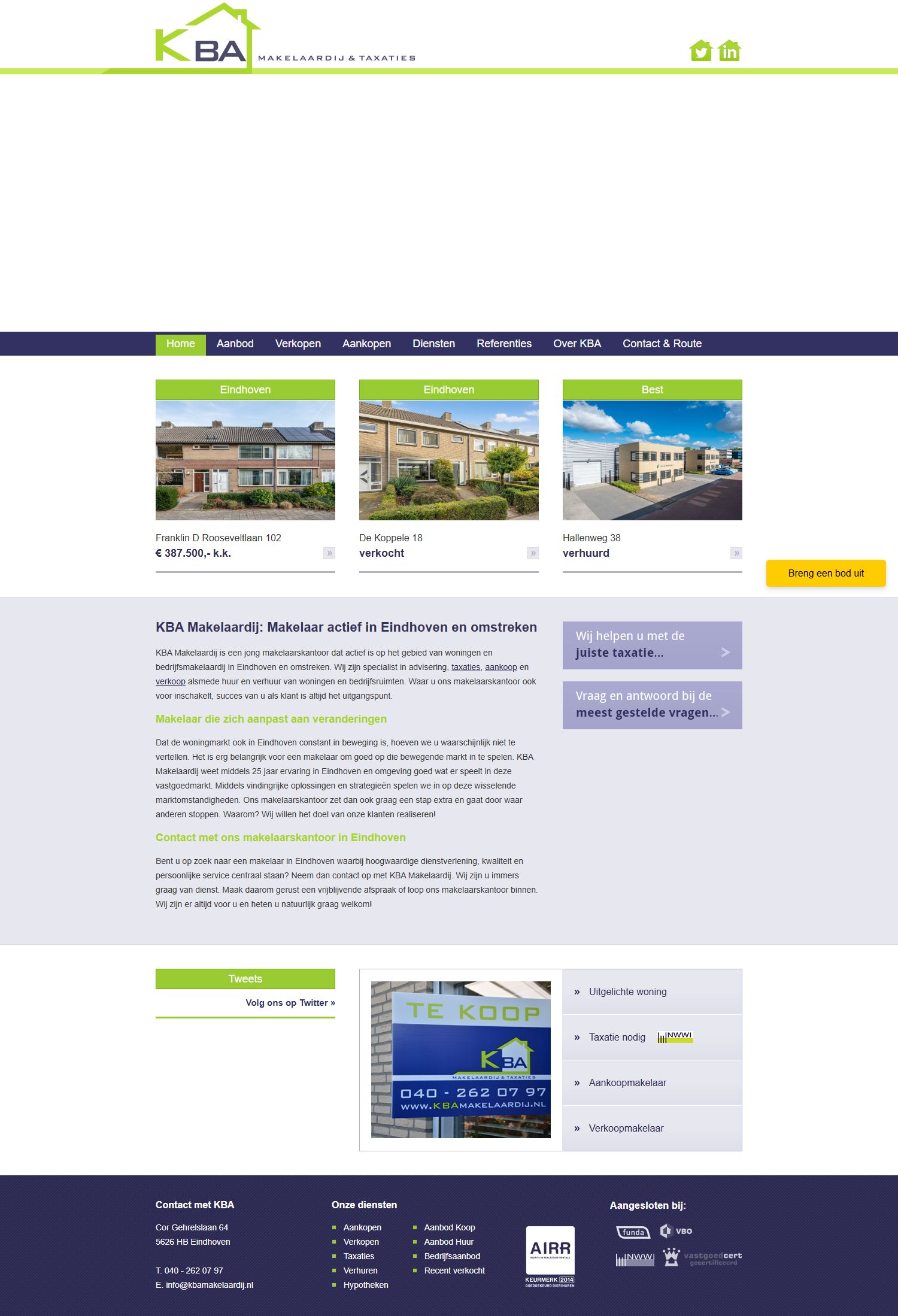 Screenshot der Website von www.kbamakelaardij.nl