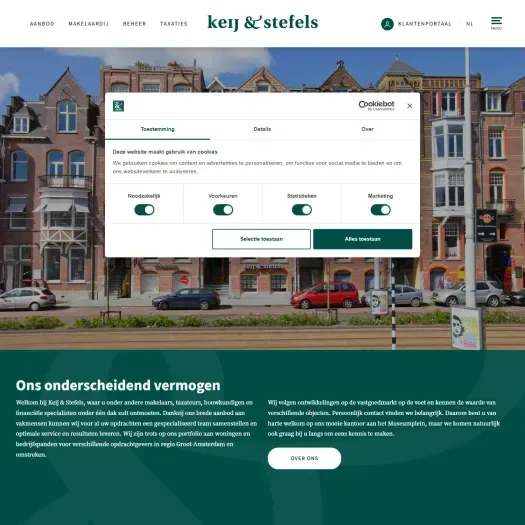 Screenshot of the website of www.keij-stefels.nl