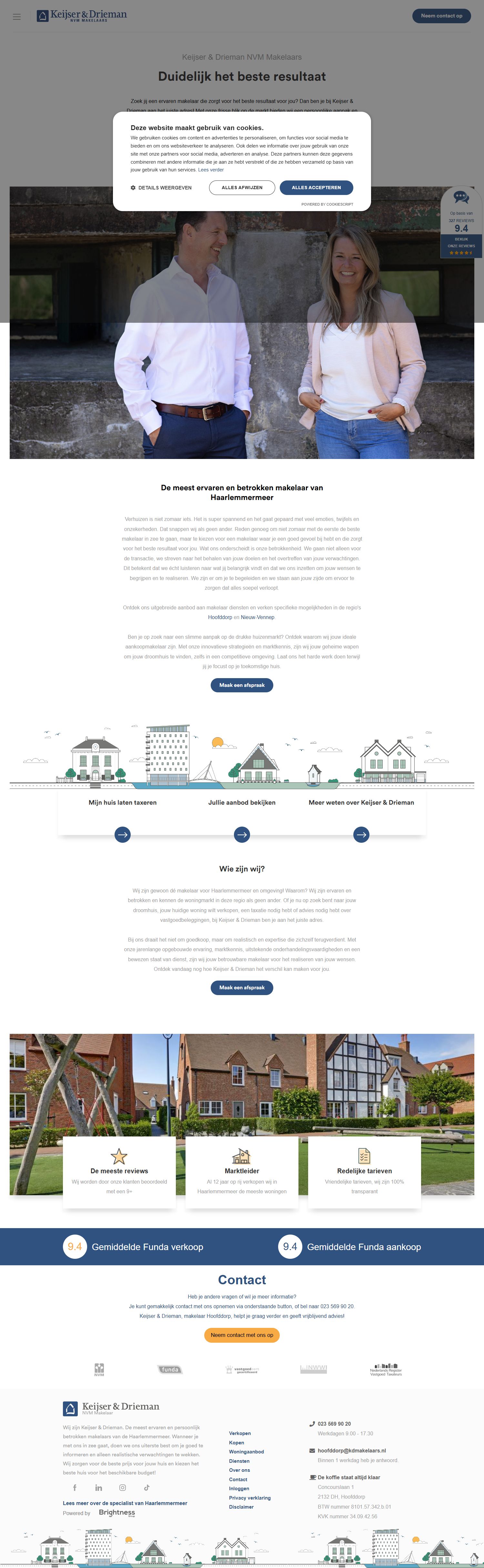 Screenshot of the website of www.kdmakelaars.nl