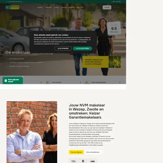 Screenshot van de website van keizergarantiemakelaars.nl