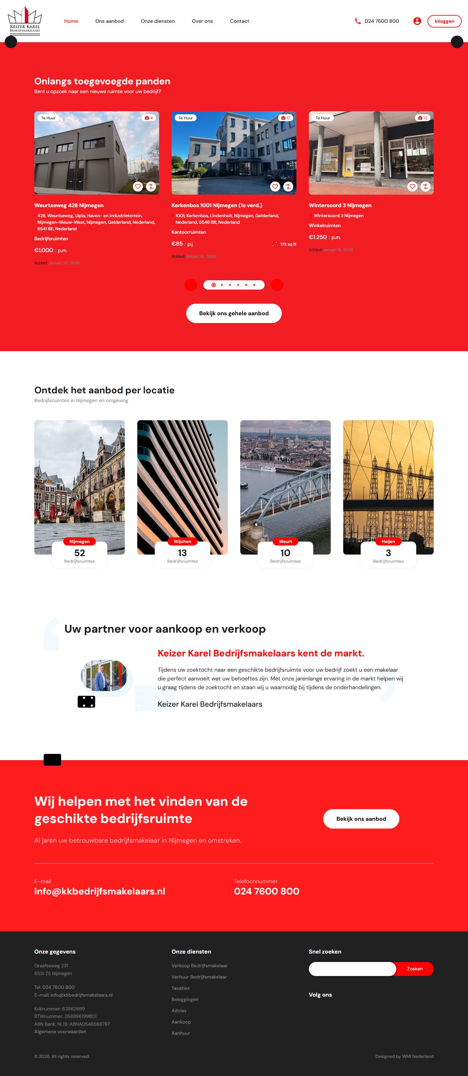 Screenshot der Website von kkbedrijfsmakelaars.nl