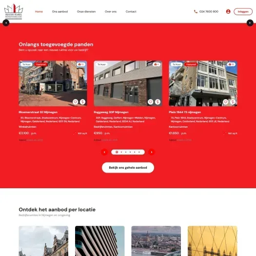 Screenshot of the website of kkbedrijfsmakelaars.nl