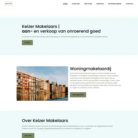 Screenshot of the website of keizermakelaars.nl