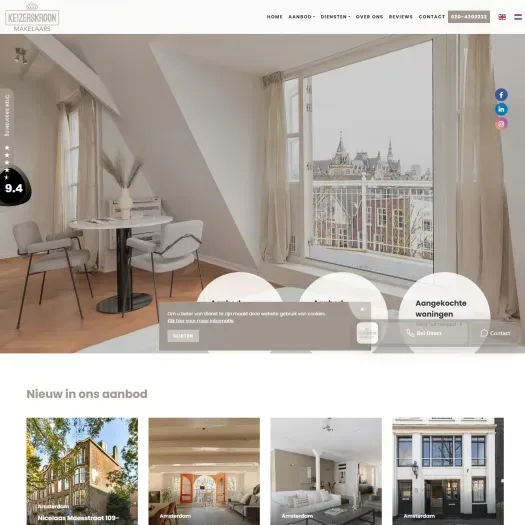 Screenshot der Website von www.keizerskroonmakelaars.nl