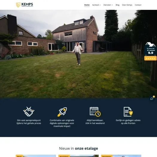 Screenshot van de website van www.kempsmakelaarshuis.nl