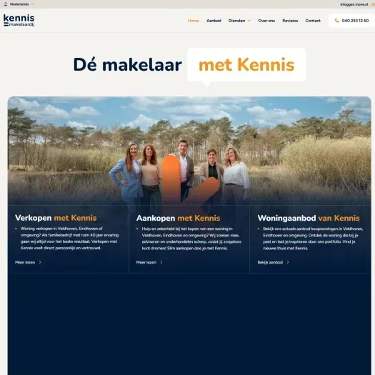 Screenshot van de website van www.kennismakelaardij.nl