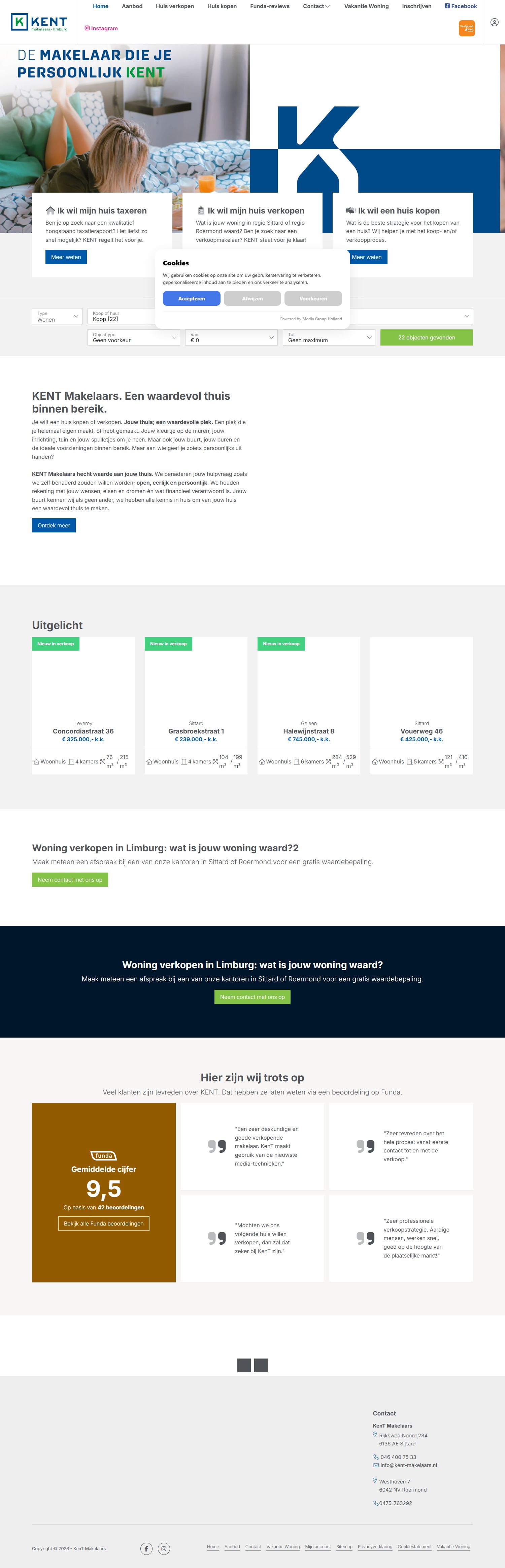 Screenshot der Website von www.kent-makelaars.nl