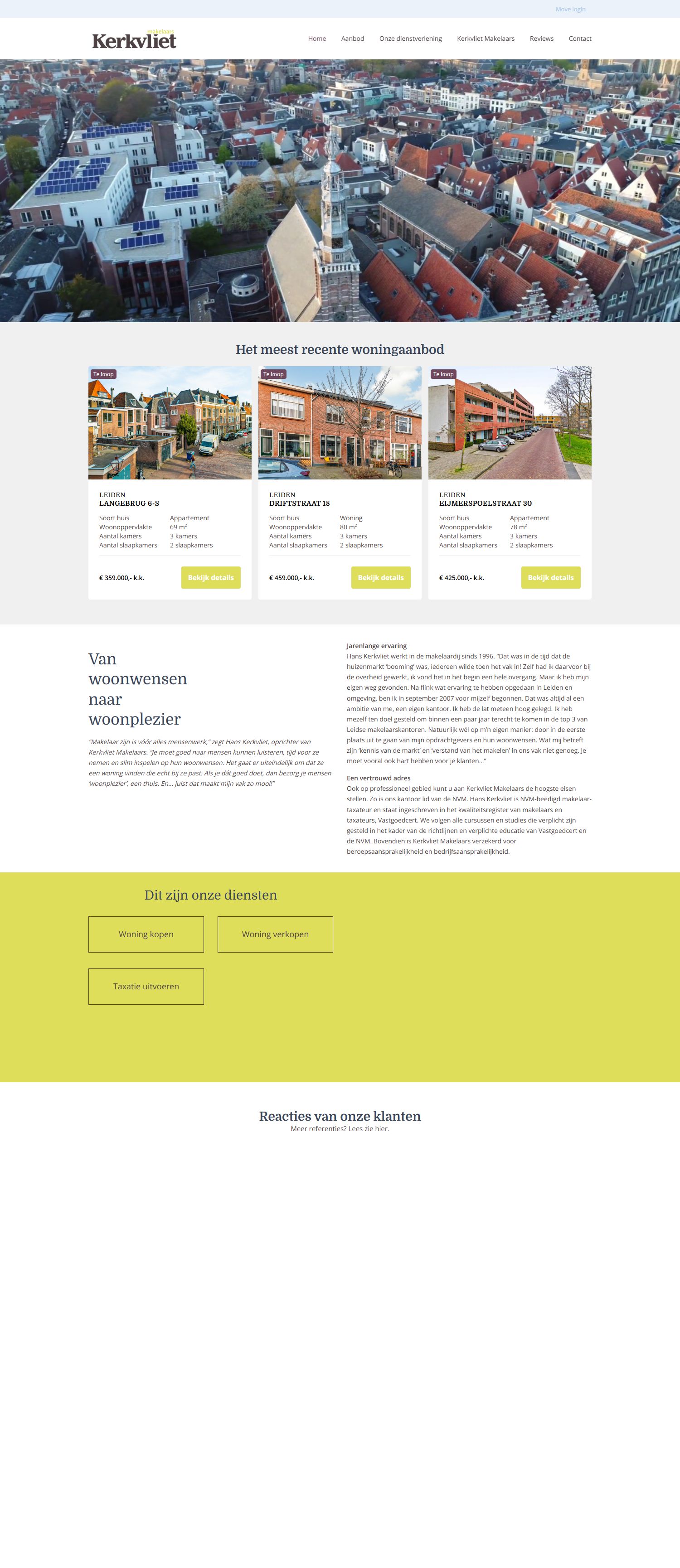 Screenshot der Website von www.kerkvlietmakelaars.nl