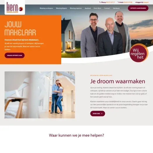 Screenshot of the website of www.kernmakelaars.nl