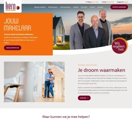 Screenshot van de website van www.kernmakelaars.nl