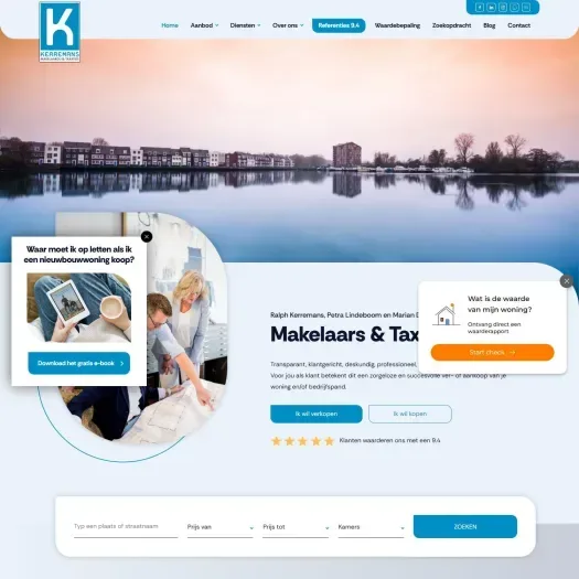 Screenshot van de website van www.kerremansmakelaardij.nl