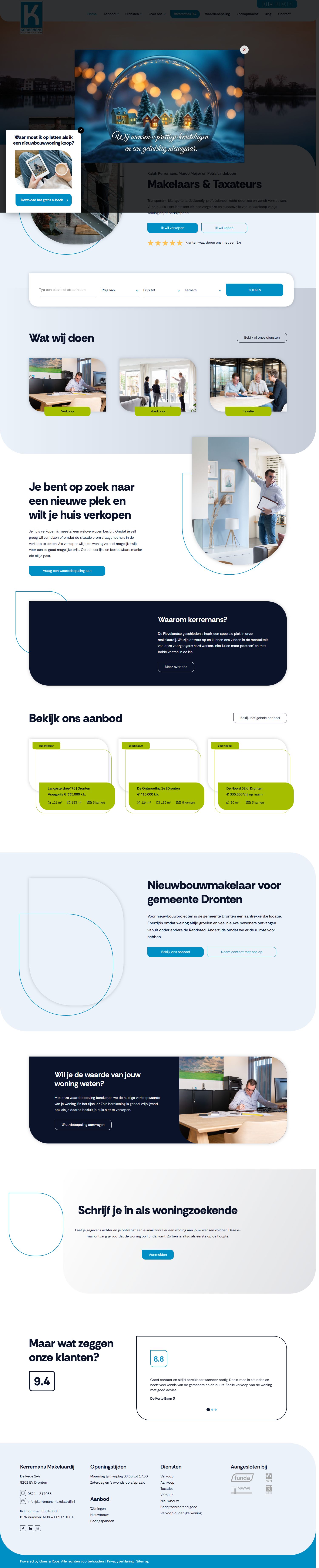 Screenshot of the website of www.kerremansmakelaardij.nl
