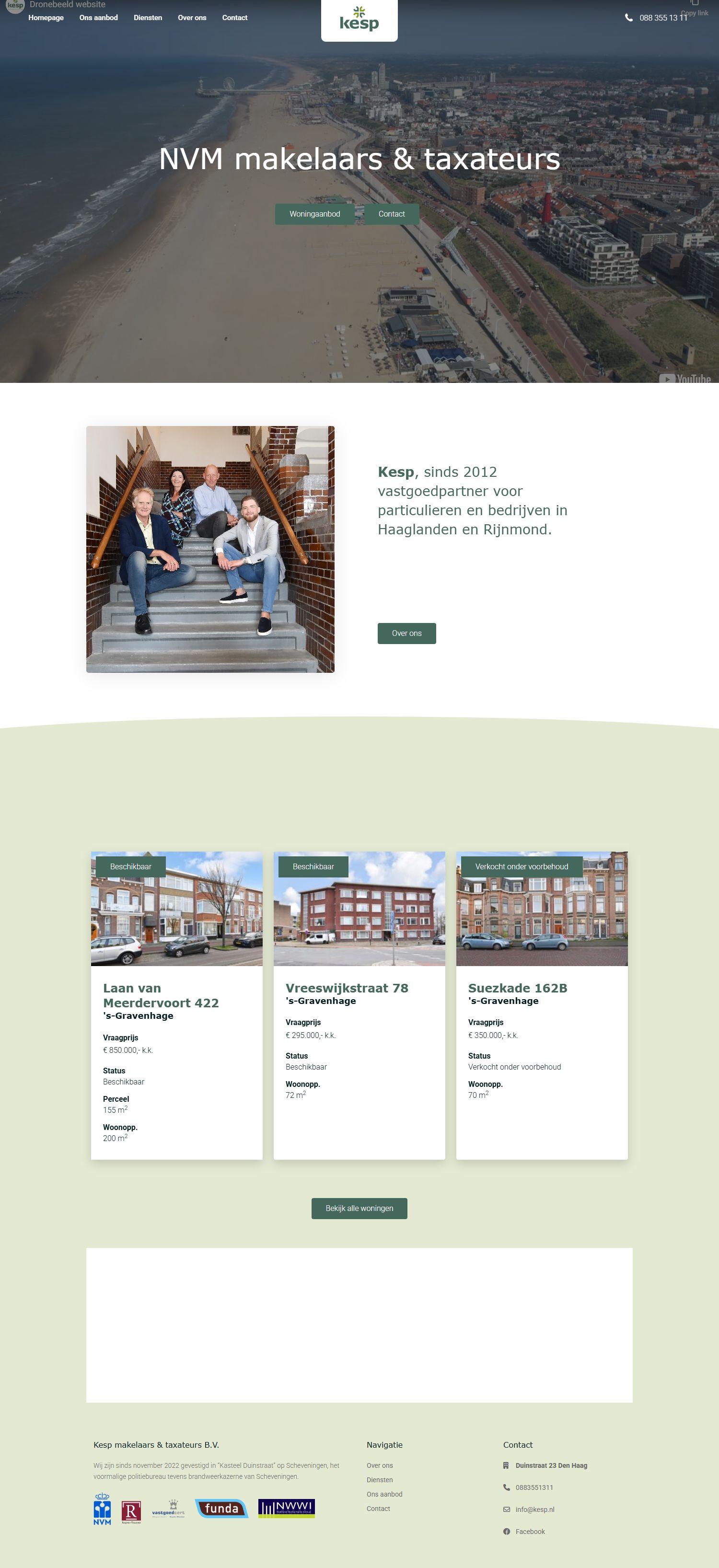 Screenshot van de website van www.kesp.nl