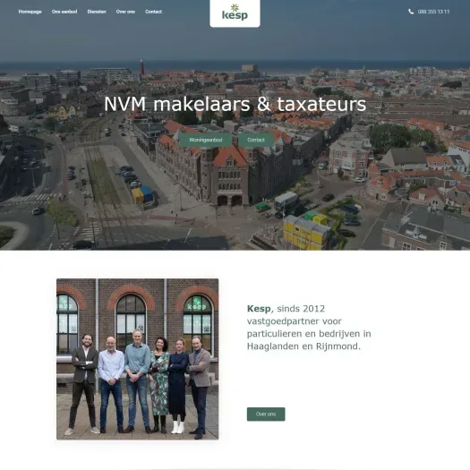 Screenshot van de website van www.kesp.nl
