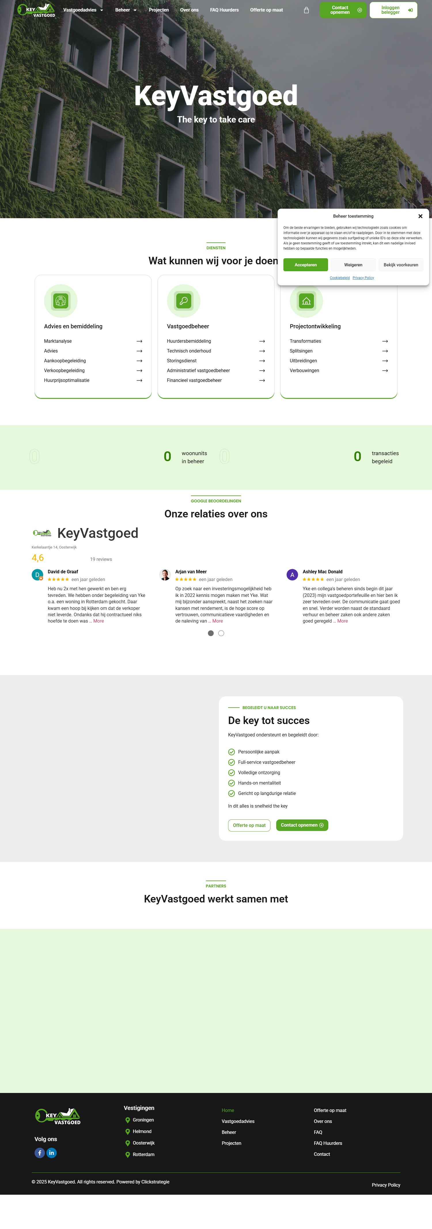 Screenshot of the website of keyvastgoed.nl