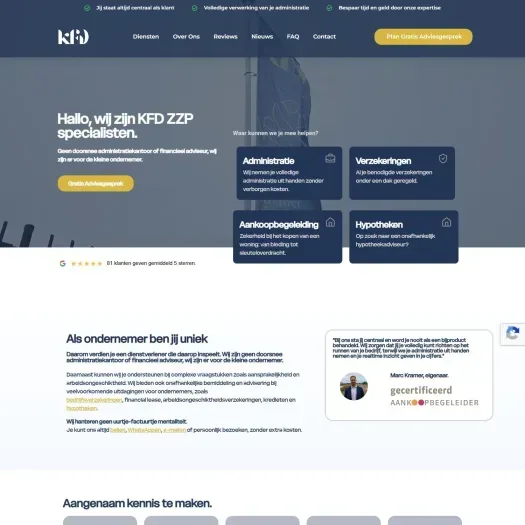 Screenshot van de website van www.kramer-fd.nl