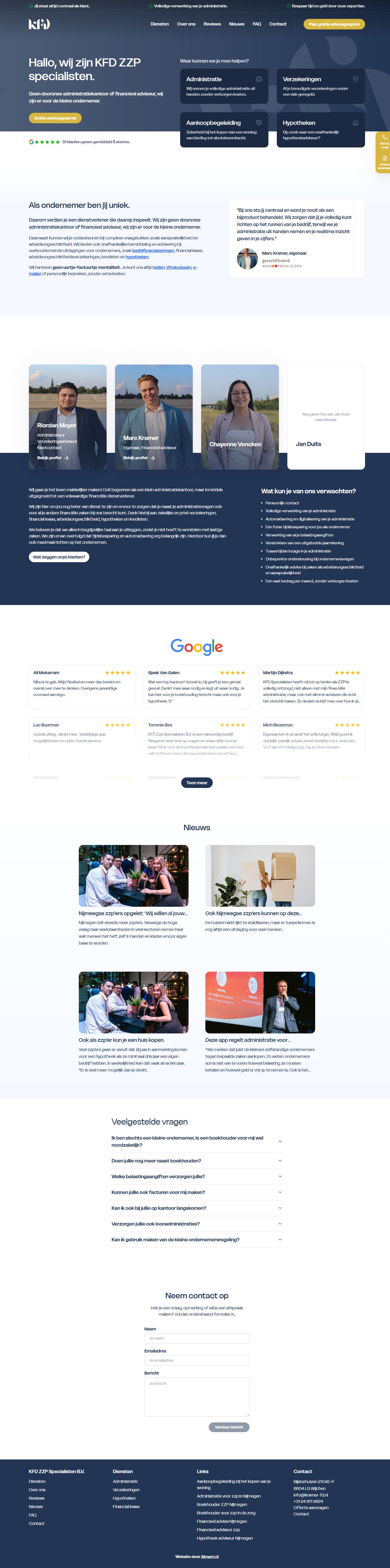 Screenshot van de website van www.kramer-fd.nl