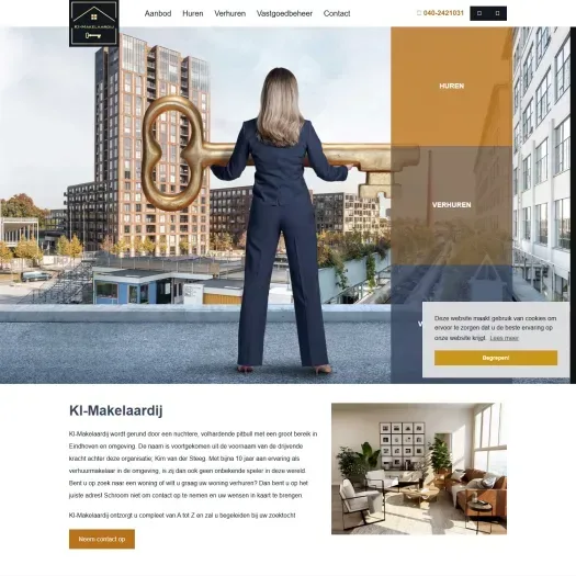 Screenshot van de website van www.ki-makelaardij.nl