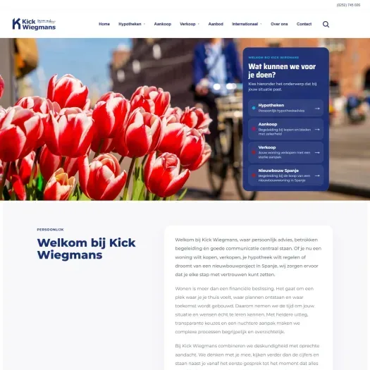 Screenshot of the website of www.kickwiegmans.nl