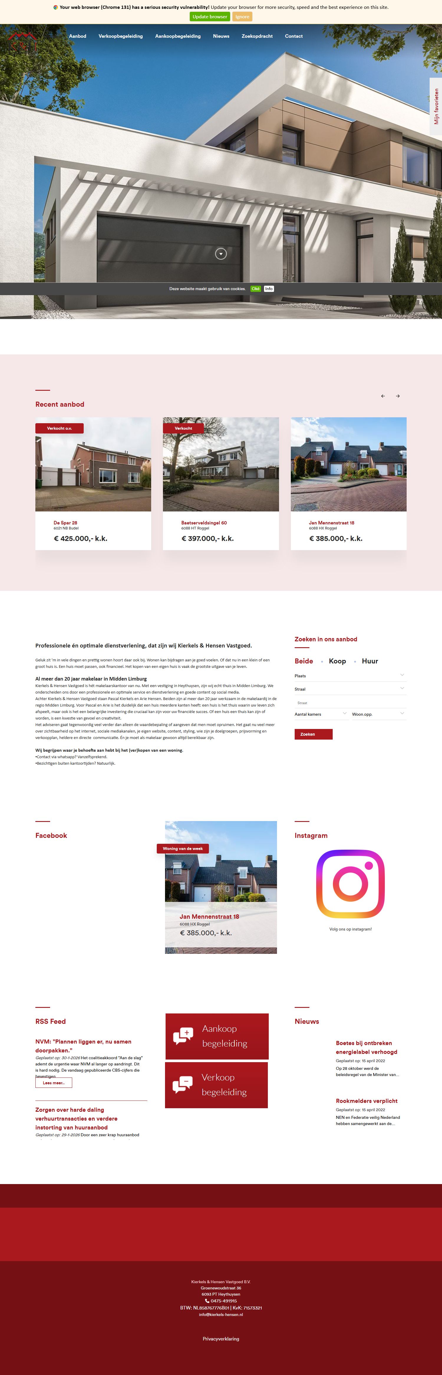 Screenshot of the website of www.kierkels-hensen.nl