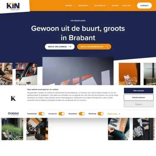 Screenshot of the website of www.kinmakelaars.nl