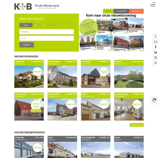 Screenshot van de website van www.kindtenbiesbroeck.nl