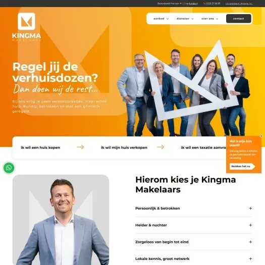 Screenshot of the website of www.kingmamakelaars.nl