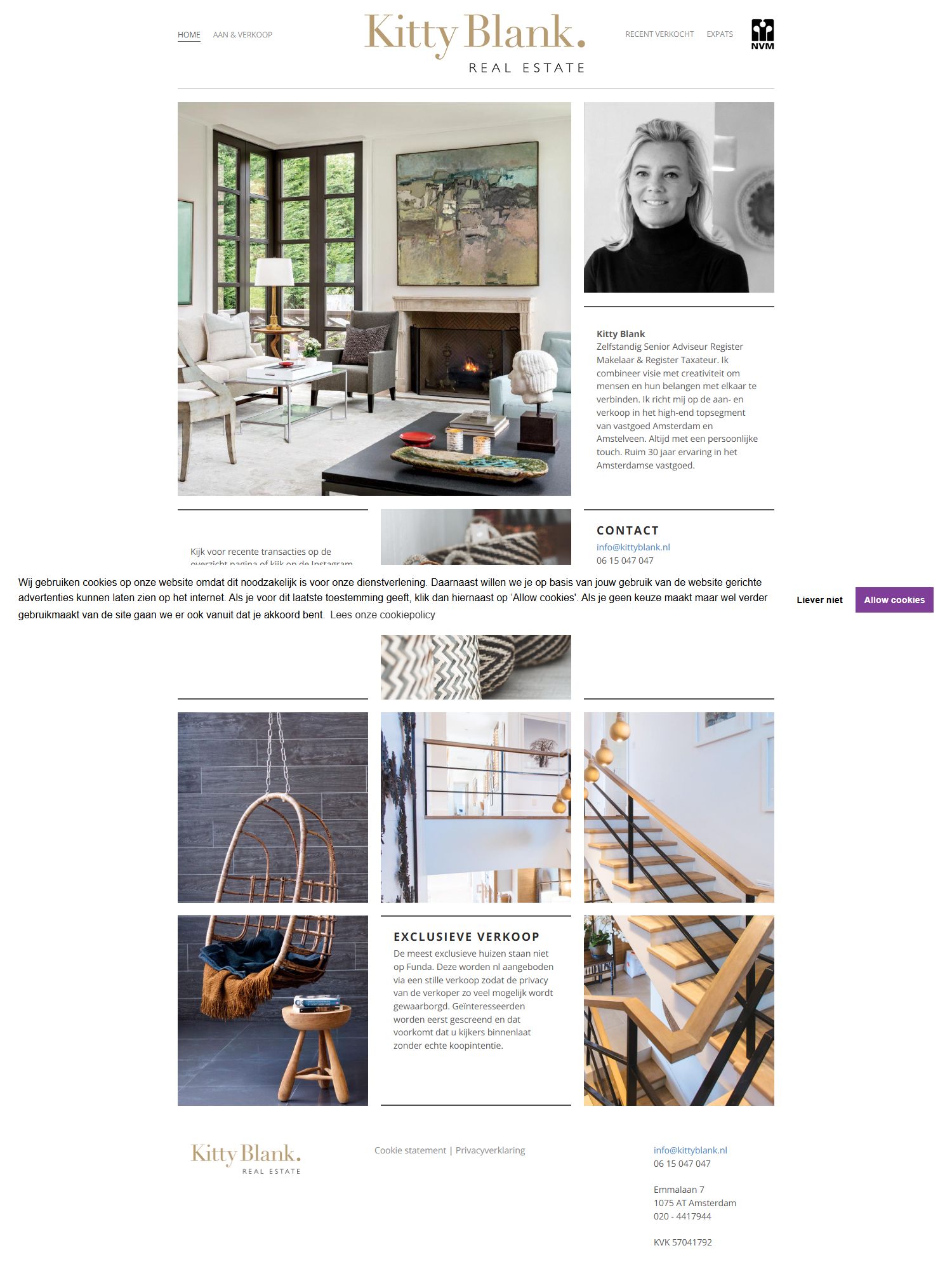 Screenshot of the website of www.kittyblank.nl