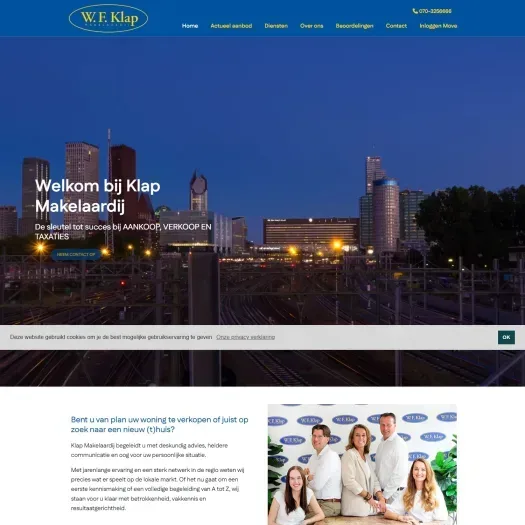 Screenshot van de website van www.klapmakelaardij.nl