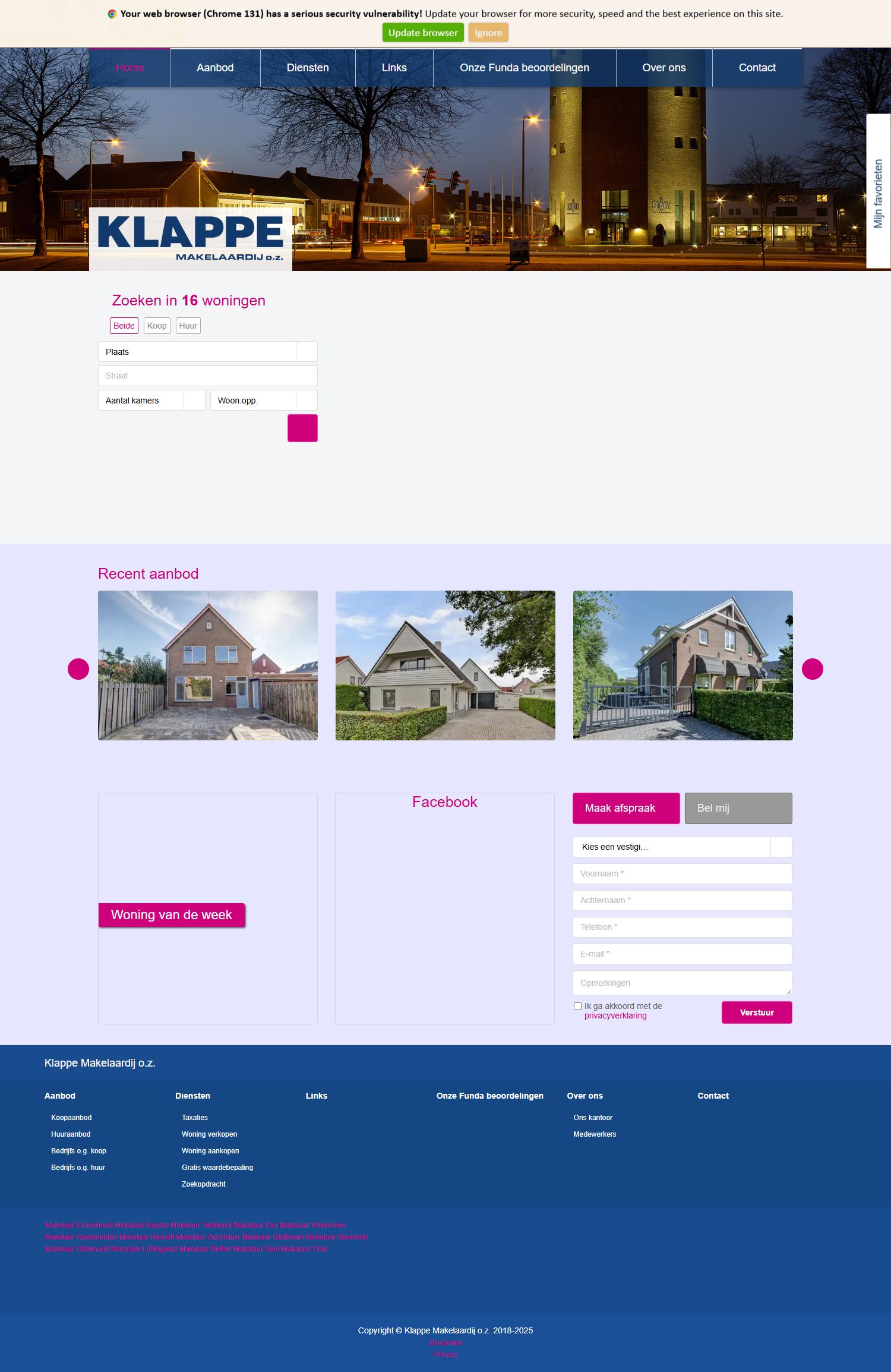 Screenshot der Website von www.klappemakelaardij.nl