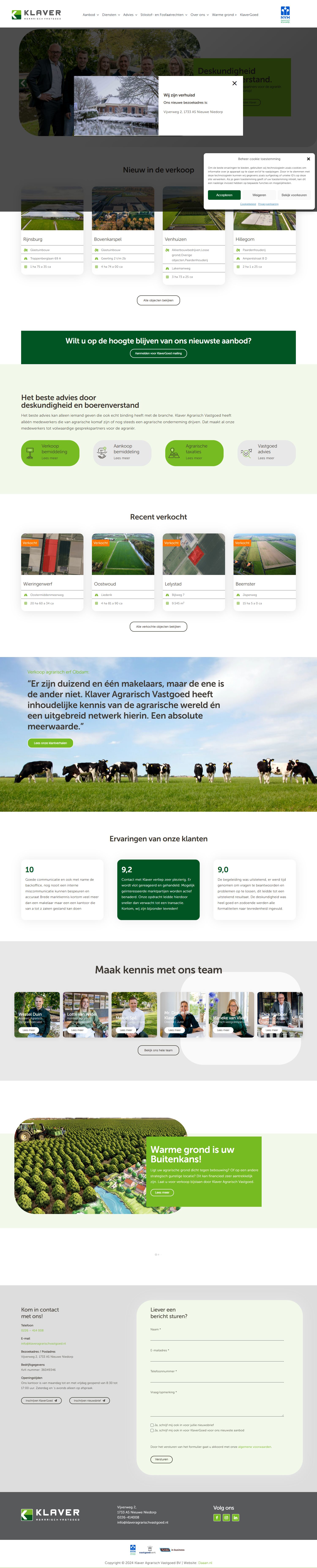 Screenshot der Website von www.klaveragrarischvastgoed.nl