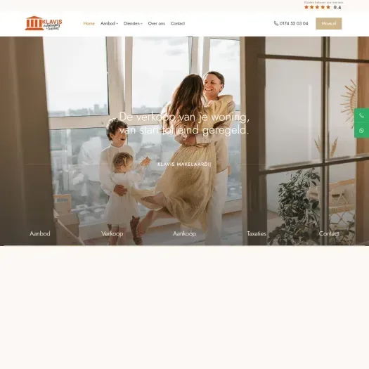 Screenshot van de website van www.klavis-makelaardij.nl