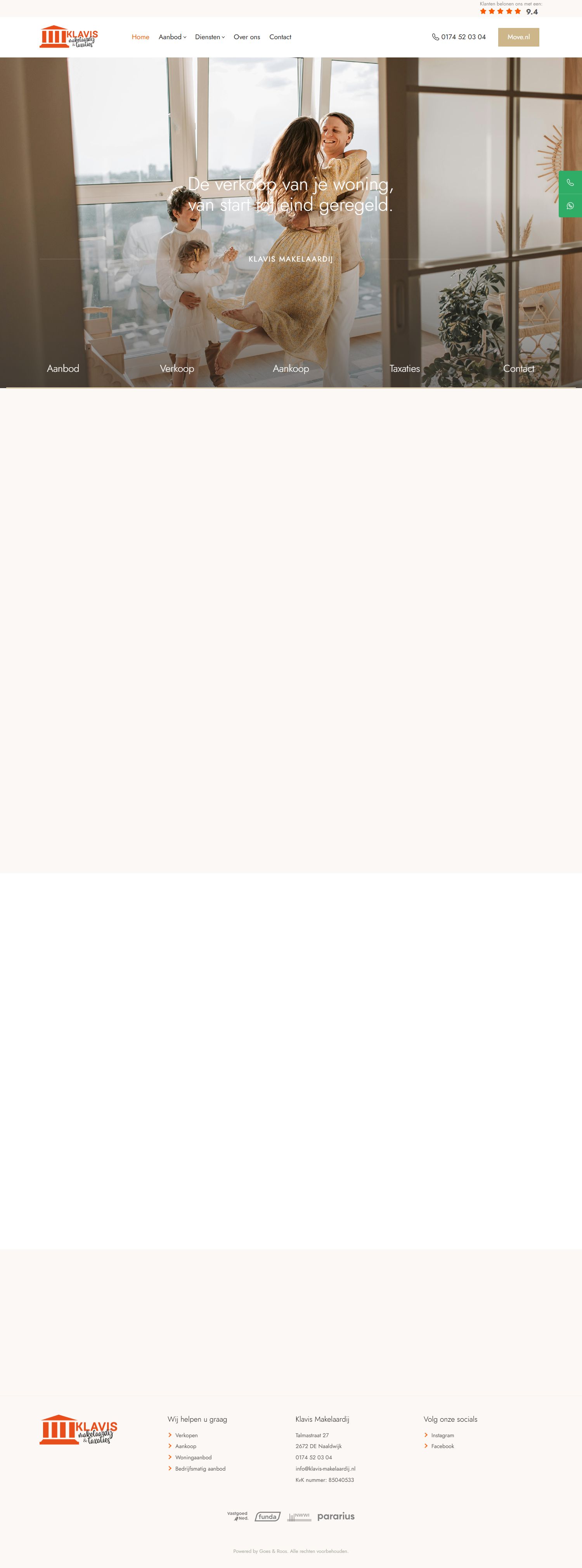 Screenshot of the website of www.klavis-makelaardij.nl