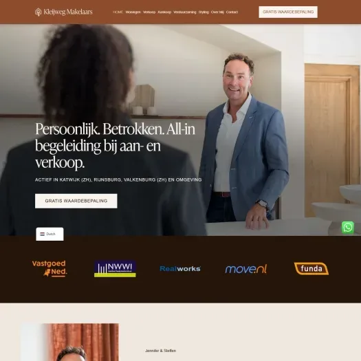 Screenshot van de website van www.kleijwegmakelaars.nl