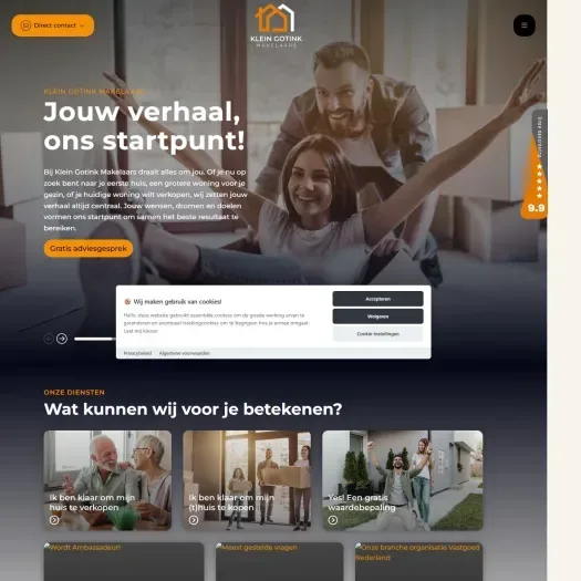 Screenshot van de website van kleingotinkmakelaars.nl