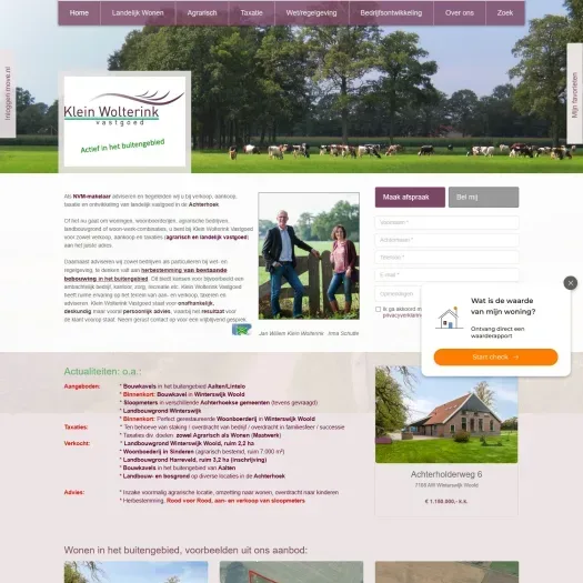 Capture d'écran du site web de www.kleinwolterinkvastgoed.nl