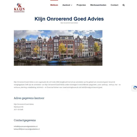 Capture d'écran du site web de www.klijnonroerendgoedadvies.nl