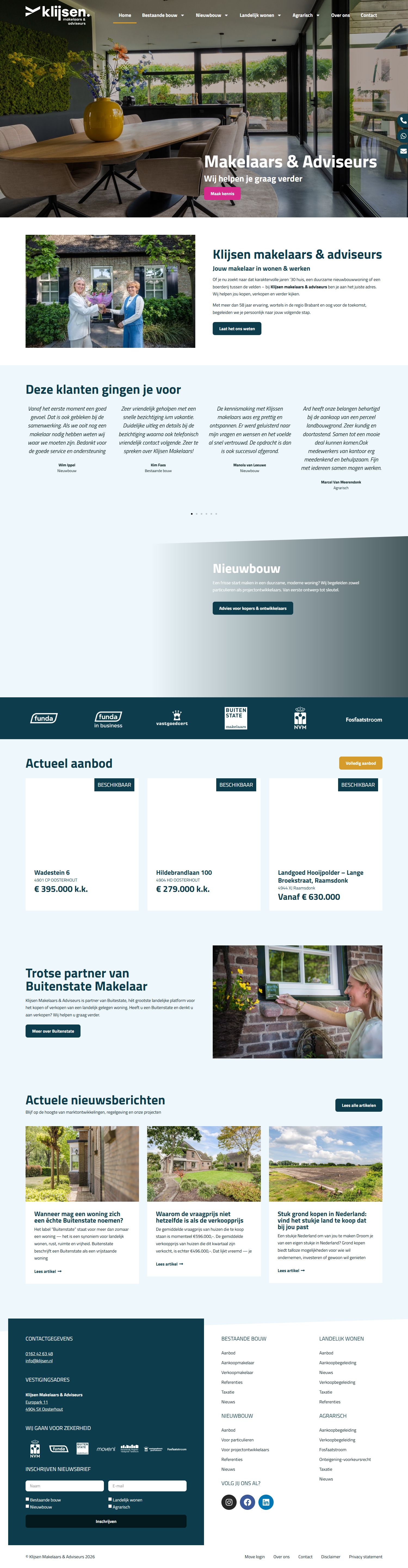 Screenshot der Website von www.klijsen.nl