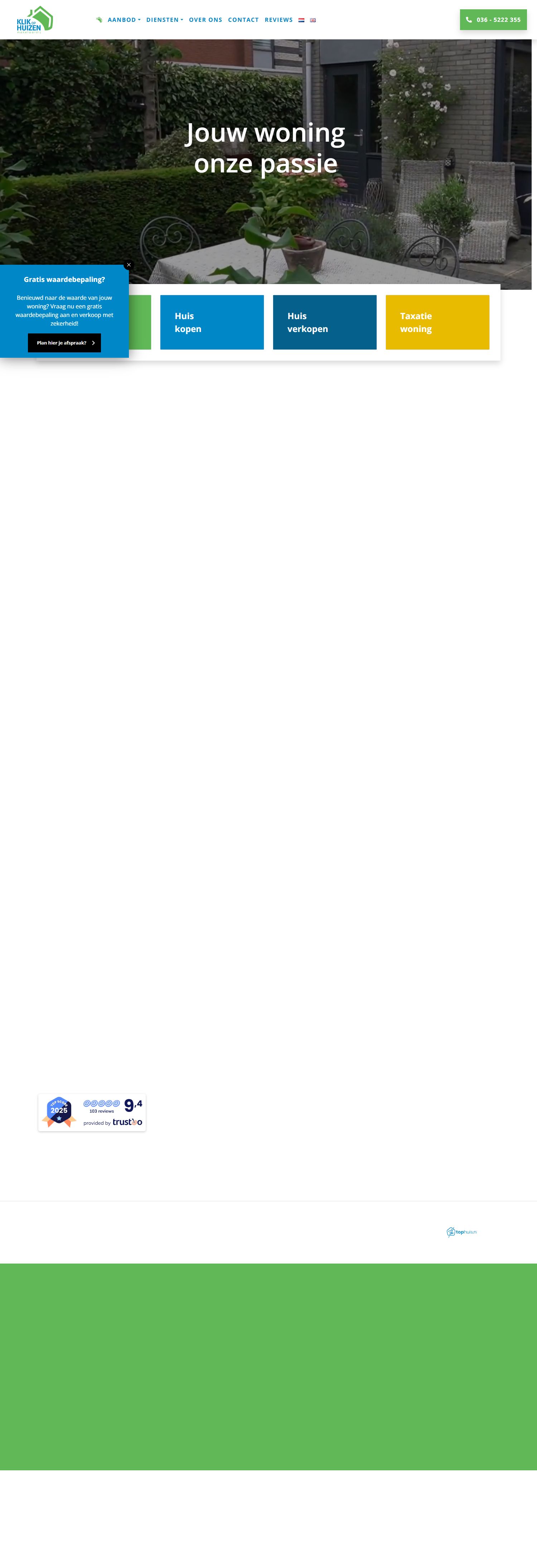 Screenshot of the website of www.klikophuizen.nl