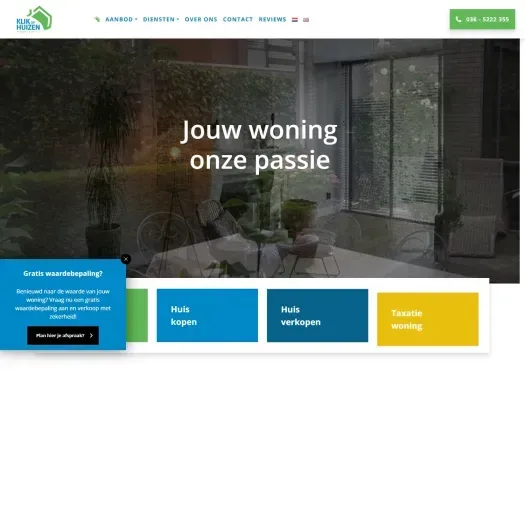 Screenshot of the website of www.klikophuizen.nl
