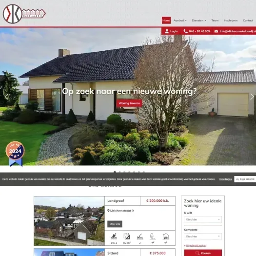 Screenshot of the website of www.klinkersmakelaardij.nl