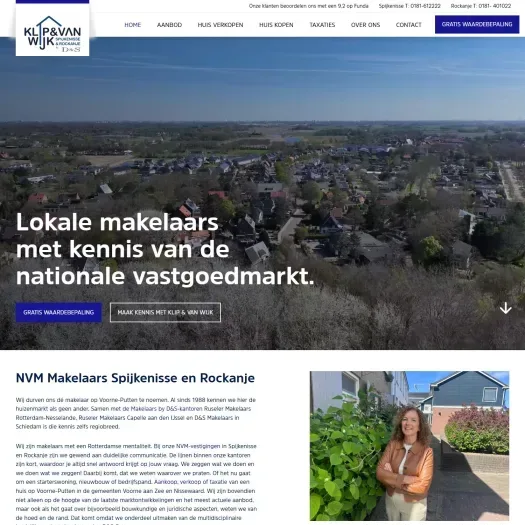 Screenshot van de website van www.kvwmakelaars.nl